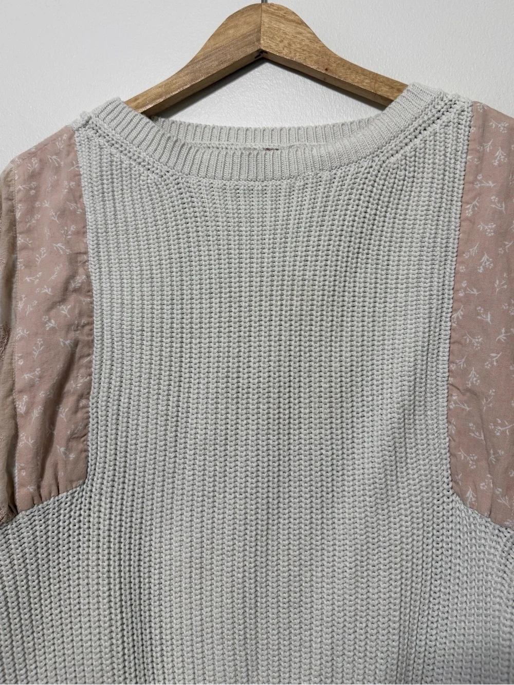 Anthropologie Pilcro Martine Peasant-Sleeve Sweater Boho Blush Medium Patchwork